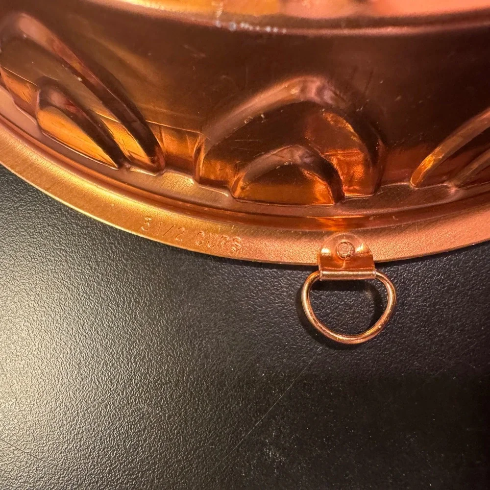 Vintage Copper Jello Mold Cake Pan 7.5 Inch Rose Gold Fluted Wall Decor 3.5 Cup